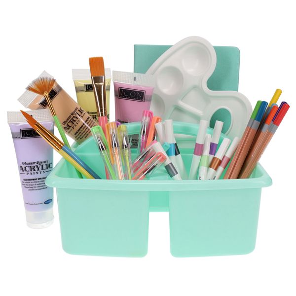 Mint Green Pastel Storage desk caddy with stationery, art & craft supplies - Stationery superstore uk