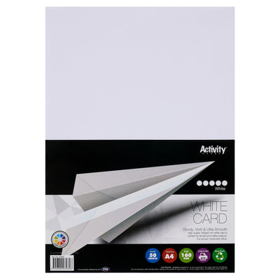 Premier Activity A4 Card - 160 gsm - White - 50 Sheets-Craft Paper & Card-Premier|Stationery Superstore UK