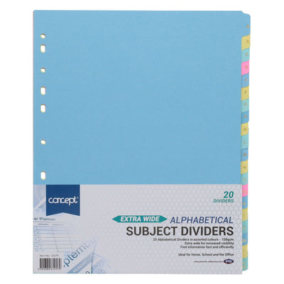 Premier Office Extra Wide A-Z Subject Dividers - 20 Tabs-Page Dividers & Indexes-Premier Office|Stationery Superstore UK