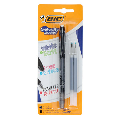 BIC Gelosity Illusion Erasable Gel Pens With Refills - Black-Gel Pens-BIC|Stationery Superstore UK