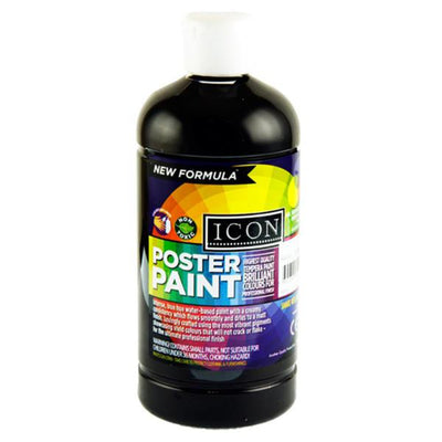 Icon Poster Paint - 500ml - Black-Craft Paints-Icon|Stationery Superstore UK