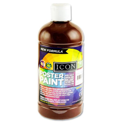 Icon Poster Paint - 500ml - Burnt Umber-Craft Paints-Icon|Stationery Superstore UK