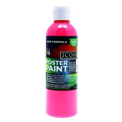 Icon Fluorescent Poster Paint - 300ml - Shocking Pink-Fluorescent Craft Paints-Icon|Stationery Superstore UK