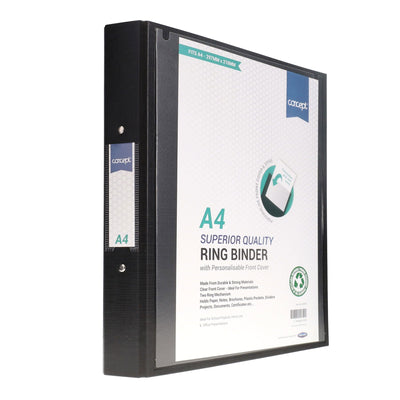Concept A4 Presentation Ring Binder - Black-Ring Binders-Concept|Stationery Superstore UK