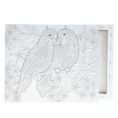 Icon Colour My Canvas - 250x300mm - Love Birds-Colour-in Canvas-Icon|Stationery Superstore UK