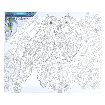 Icon Colour My Canvas - 250x300mm - Love Birds-Colour-in Canvas-Icon|Stationery Superstore UK