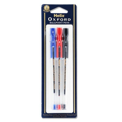 Helix Oxford Ballpoint Pen - Red, Black, Blue Ink - Pack of 6-Ballpoint Pens-Helix|Stationery Superstore UK