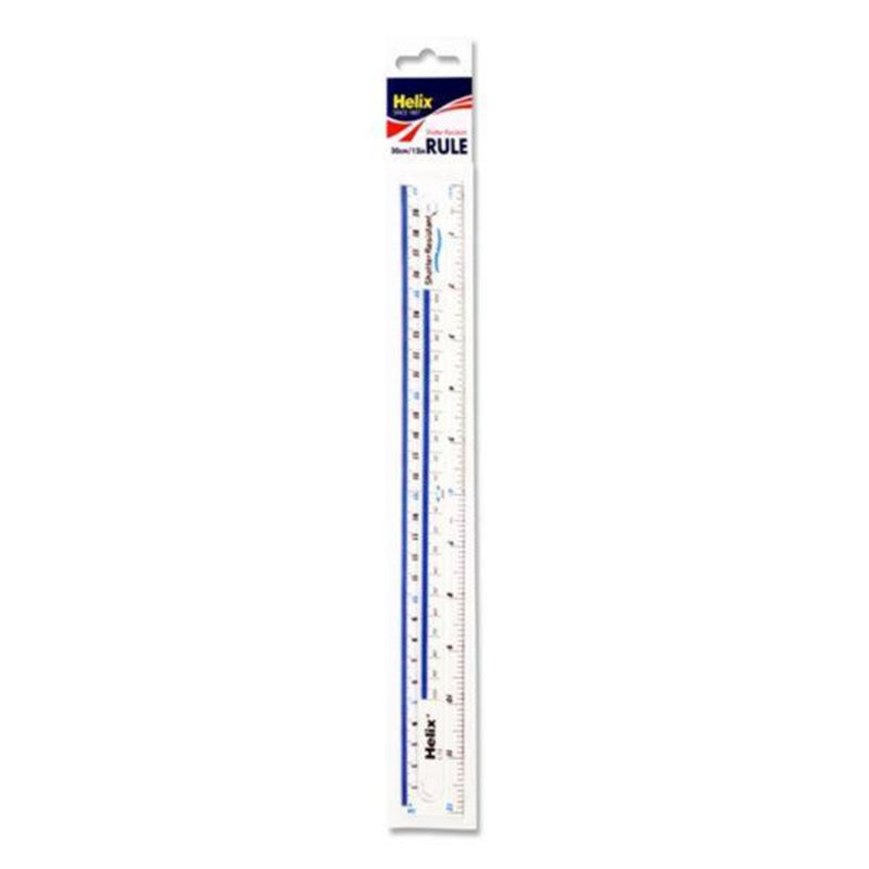 Helix 30cm Shatter Resistant Ruler-Rulers-Helix|Stationery Superstore UK