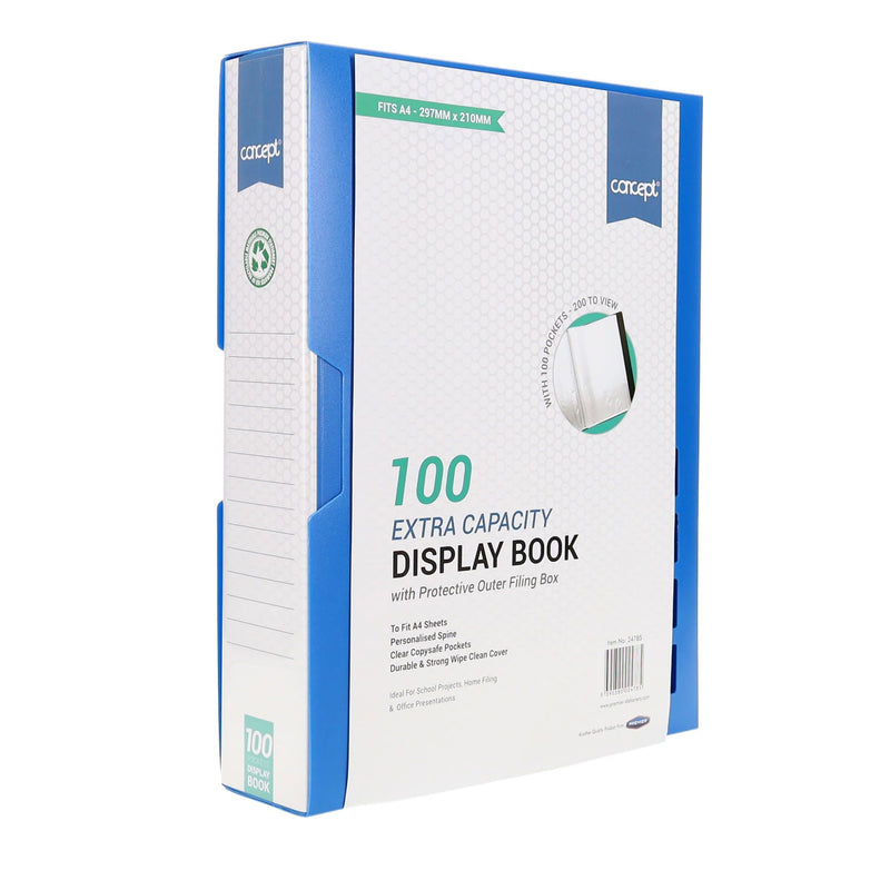 Concept A4 Display Book - Blue - 100 Pockets-Display Books-Concept|Stationery Superstore UK