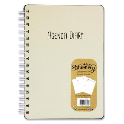 I Love Stationery A5 Wiro Open Agenda Diary - 160 Pages - Cream-Diaries-I Love Stationery|Stationery Superstore UK