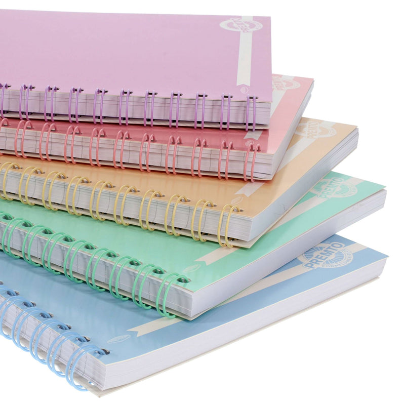 Premto Pastel A5 Wiro Notebook - 200 Pages - Cornflower Blue-A5 Notebooks-Premto|Stationery Superstore UK