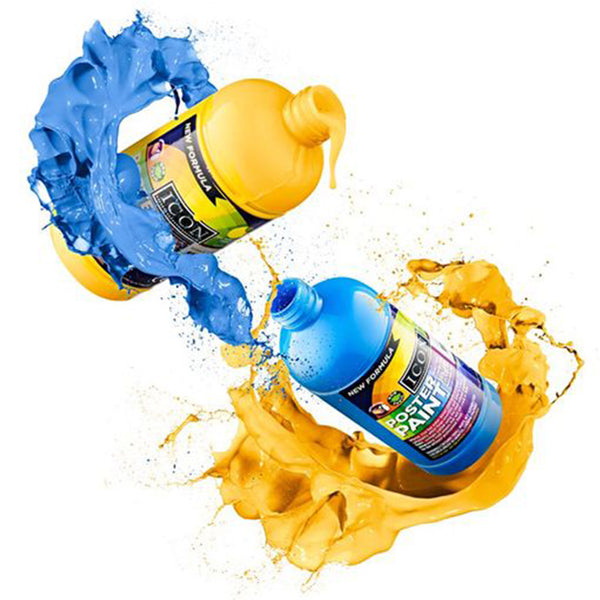 Icon Poster Paint Yellow and Blue Splash - Stationery Superstore UK