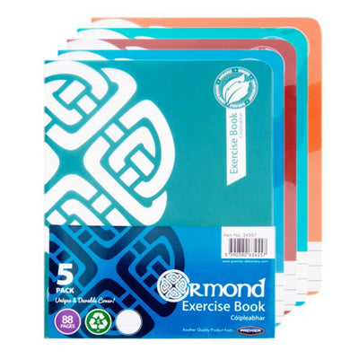 Ormond Multipack | Durable Cover Exercise Book - 88 Pages - Pack of 5-Exercise Books-Ormond|Stationery Superstore UK