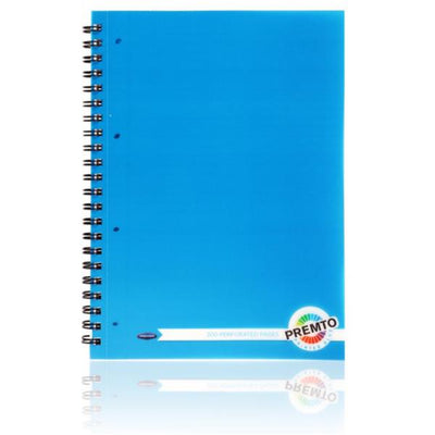 Premto A4 Wiro Notebook - 200 Pages - Printer Blue-A4 Notebooks-Premto|Stationery Superstore UK