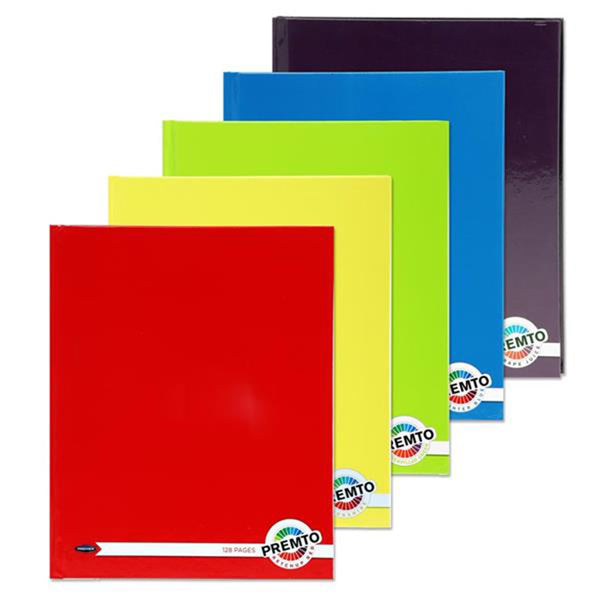 Premto 9x7 Hardcover Notebook - 128 Pages - 5 colours - stationery superstore uk