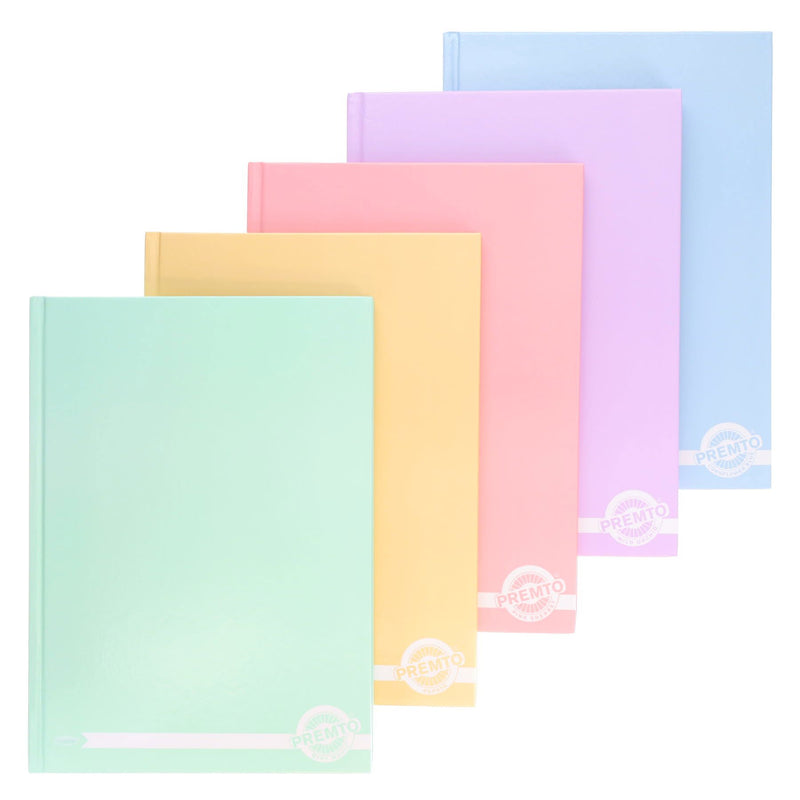 Premto Pastel Multipack | A4 Hardcover Notebook - 160 Pages - Pack of 5-A4 Notebooks-Premto|Stationery Superstore UK