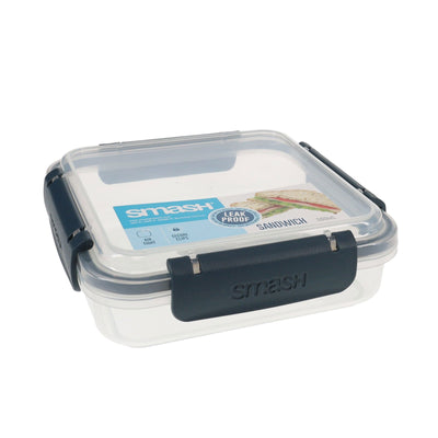 Smash Leakproof Sandwich Box - 500ml - Black-Lunch Boxes-Smash|Stationery Superstore UK