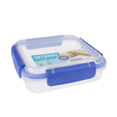 Smash Leakproof Sandwich Box - 500ml - Blue-Lunch Boxes-Smash|Stationery Superstore UK