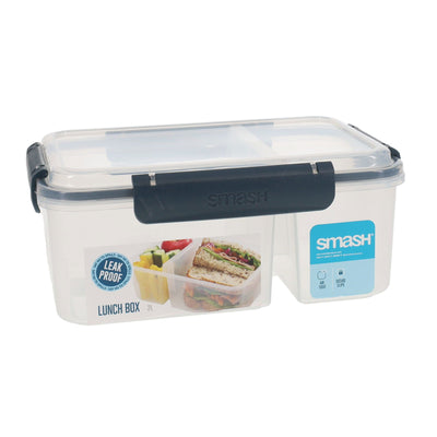 Smash Leakproof Divided Lunch Box - 2L - Black-Lunch Boxes-Smash|Stationery Superstore UK