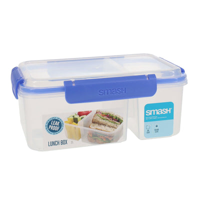 Smash Leakproof Divided Lunch Box - 2L - Blue-Lunch Boxes-Smash|Stationery Superstore UK