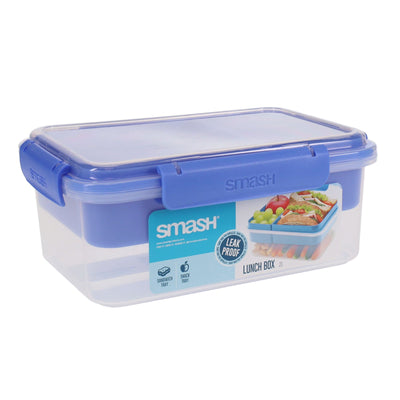 Smash Leakproof Clip & Seal Lunch Box - 2L - Blue-Lunch Boxes-Smash|Stationery Superstore UK