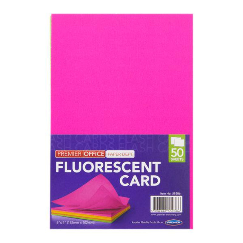 Premier Office 6x4 Fluorescent Card - Pack of 50-Craft Paper & Card-Premier Office|Stationery Superstore UK