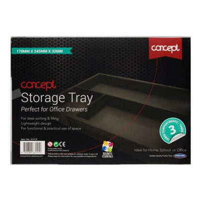 Concept 3 Compartment Drawer Storage Tray-File Boxes & Storage-Concept|Stationery Superstore UK