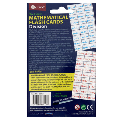 Ormond Mathematical Flash Cards - Division - Pack of 27-Educational Games-Ormond|Stationery Superstore UK