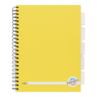 Premto A4 5 Subject Project Book - 250 Pages - Sunshine Yellow-Subject & Project Books-Premto|Stationery Superstore UK