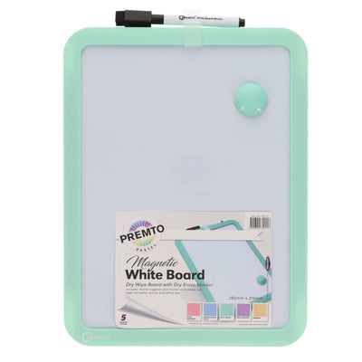 Premto Magnetic White Board With Dry Wipe Marker - Mint Magic - 285x215mm-Whiteboards-Premto|Stationery Superstore UK