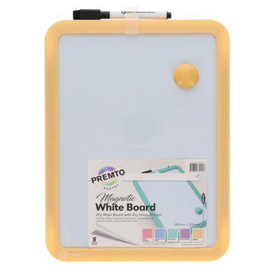 Premto Magnetic White Board With Dry Wipe Marker - Papaya - 285x215mm-Whiteboards-Premto|Stationery Superstore UK
