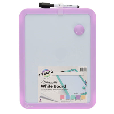 Premto Magnetic White Board With Dry Wipe Marker - Wild Orchid - 285x215mm-Whiteboards-Premto|Stationery Superstore UK