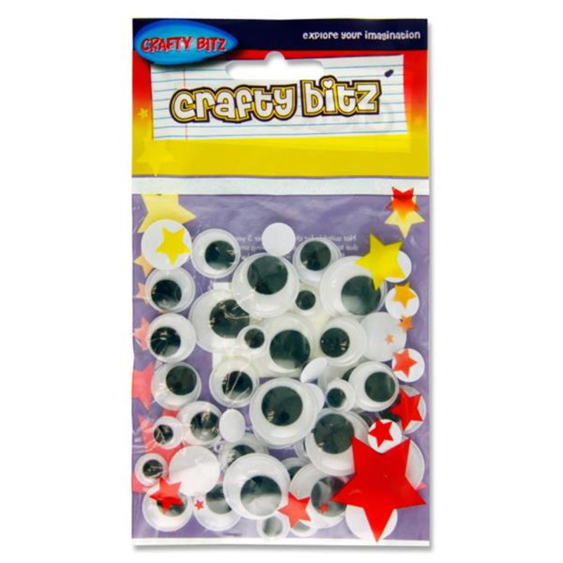 Crafty Bitz Wiggle Googly Eyes - Assorted Sizes - Pack of 50-Goggly Eyes-Crafty Bitz|Stationery Superstore UK