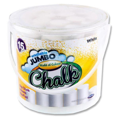 World of Colour Washable Jumbo Sidewalk Chalk - White - Bucket of 15-Chalk-World of Colour|Stationery Superstore UK