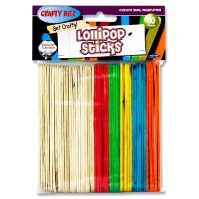 Crafty Bitz Wooden Lollipop Sticks - Pack of 50-Lollipop & Match Sticks-Crafty Bitz|Stationery Superstore UK