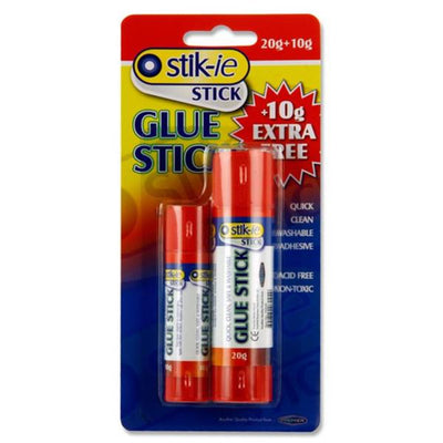 Stik-ie Glue Sticks - 20g & 10g - Pack of 2-Craft Glue & Office Glue-Stik-ie|Stationery Superstore UK