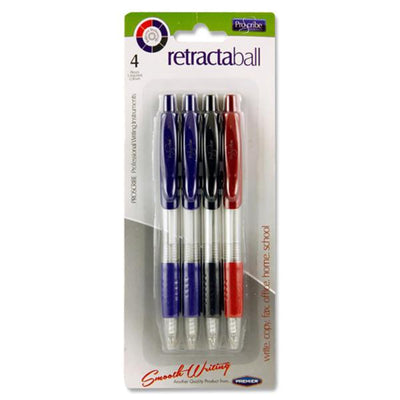 Pro:Scribe Retractaball Pens - Blue, Red, Black Ink - Pack of 4-Ballpoint Pens-Pro:Scribe|Stationery Superstore UK
