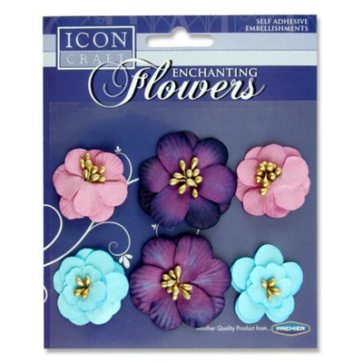 Icon Self Adhesive Enchanting Flowers - Purple, Pink & Blue-Decorative Paper-Icon|Stationery Superstore UK
