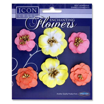 Icon Self Adhesive Enchanting Flowers - Yellow, Pink & Red-Decorative Paper-Icon|Stationery Superstore UK