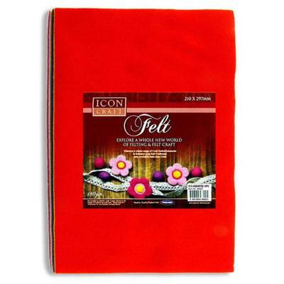 Icon A4 Felt Sheet - Assorted Colours - Pack of 10-Felt-Icon|Stationery Superstore UK