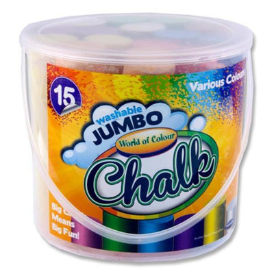 World of Colour Washable Jumbo Sidewalk Chalk - Coloured - Bucket of 15-Chalk-World of Colour|Stationery Superstore UK