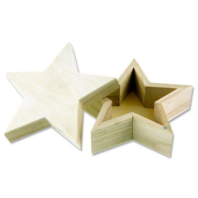 Icon 125x125x53mm Wooden Box - Star Shape-Craft Boxes-Icon|Stationery Superstore UK