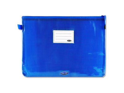 Premto A4+ Extra Durable Expanding Mesh Wallet with Zip - Printer Blue-Mesh Wallet Bags-Premto|Stationery Superstore UK