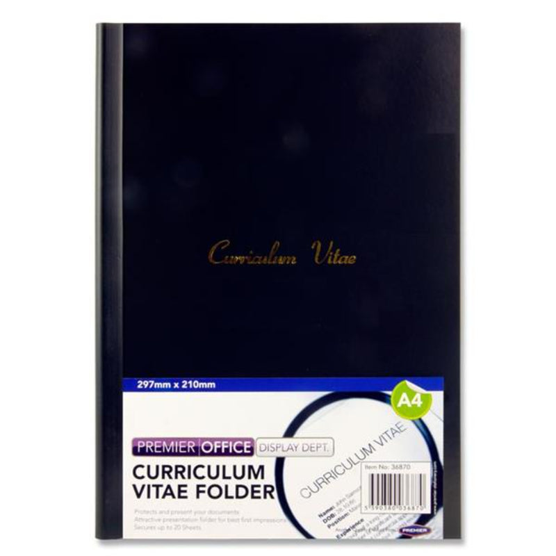 Premier Office A4 Curriculum Vitae File Covers - Suitable for CVs - Black-Report & Clip Files-Premier Office|Stationery Superstore UK