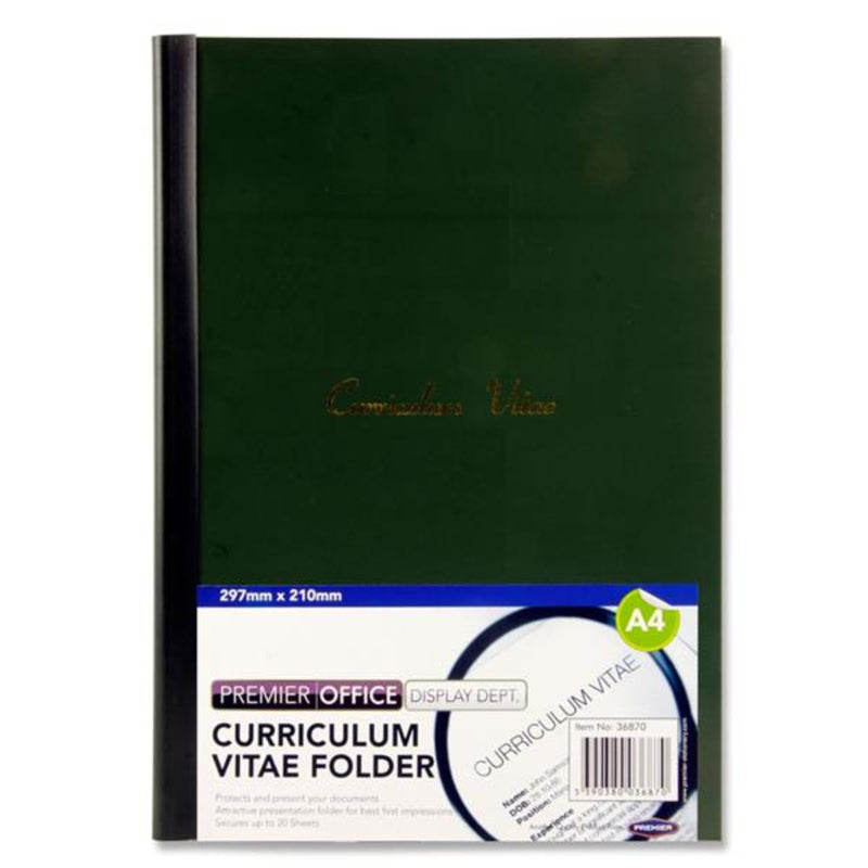 Premier Office A4 Curriculum Vitae File Covers - Suitable for CVs - Green-Report & Clip Files-Premier Office|Stationery Superstore UK