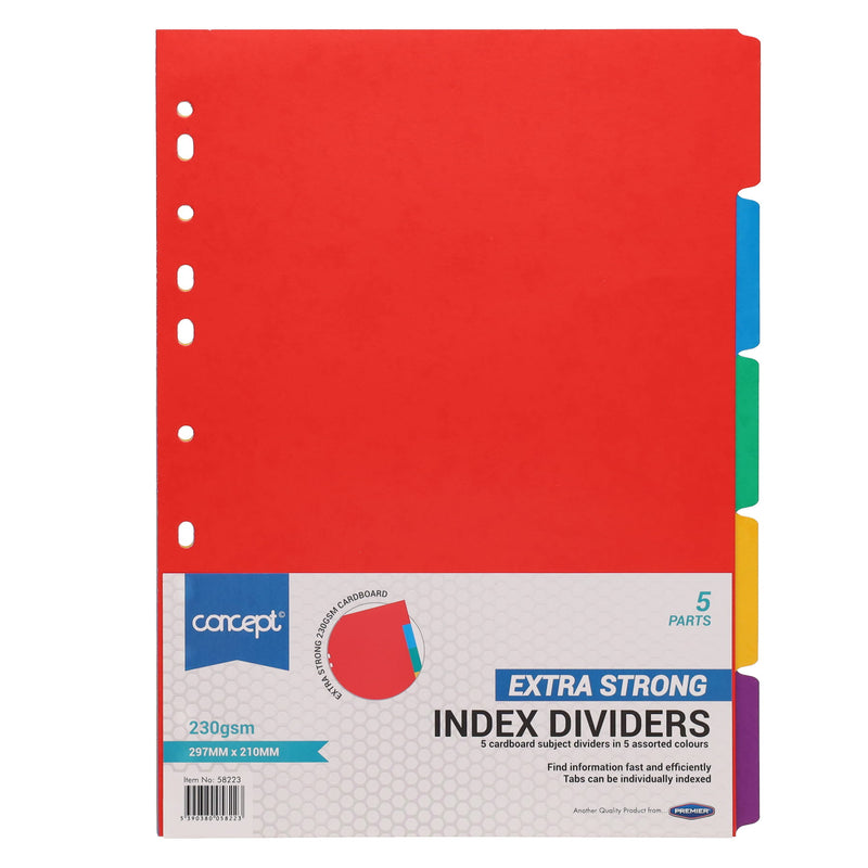 Concept Extra Strong Subject Dividers - 230gsm - 5 Tabs-Page Dividers & Indexes-Concept|Stationery Superstore UK