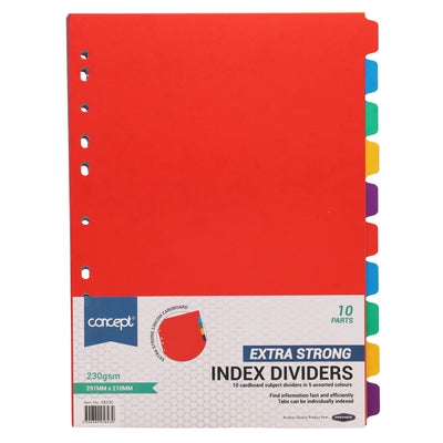 Concept Extra Strong Subject Dividers - 230 gsm - 10 Tabs-Page Dividers & Indexes-Concept|Stationery Superstore UK