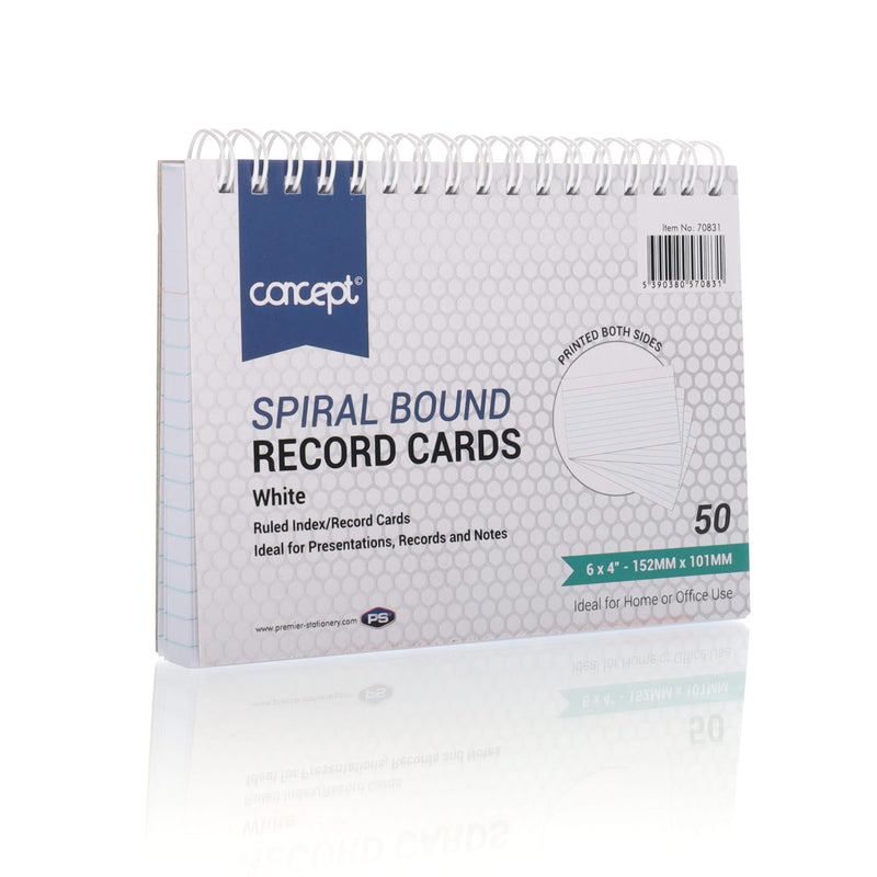 premier-office-6x4-spiral-ruled-index-cards-white-50-cards|Stationerysuperstore.uk
