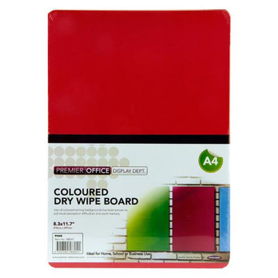 Premier Office A4 Dry Wipe Board - Pink-Whiteboards-Premier Office|Stationery Superstore UK