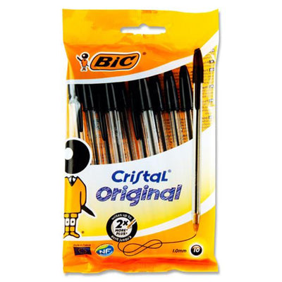 BIC Cristal Ballpoint Pens - Black - Pack of 10-Ballpoint Pens-BIC|Stationery Superstore UK